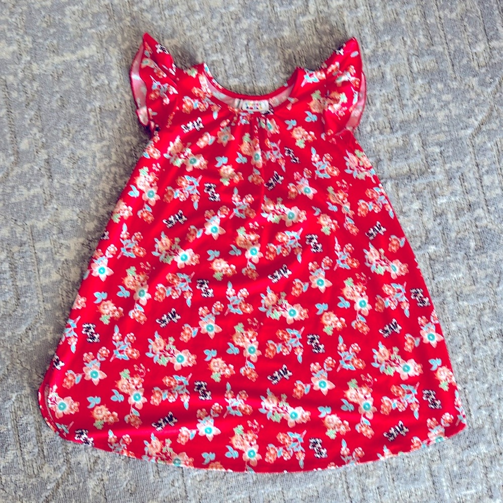 Dot Dot Smile Red Floral Kids Dress